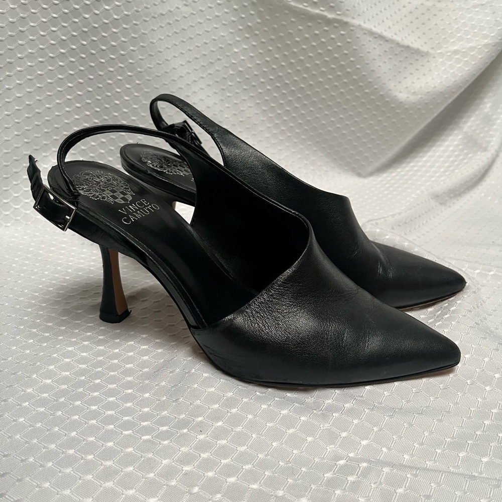 Vince Camuto Black Pointed Slingback Heels